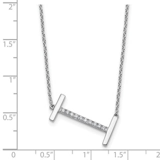 14K White Gold Sideways Diamond Initial I Necklace