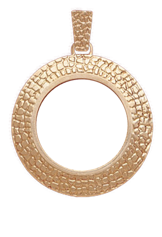 14K Yellow Gold NUGGET FRAME Bezel Pendant 32.7 mm