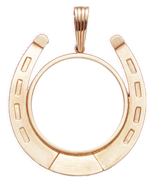 14K Gold LARGE HORSESHOE Bezel Pendant 32.1 mm