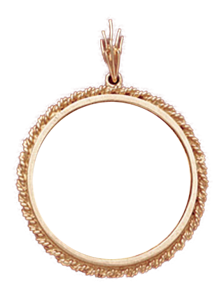 14K Gold SMALL ROPE FRAME Bezel Pendant 32.1 mm