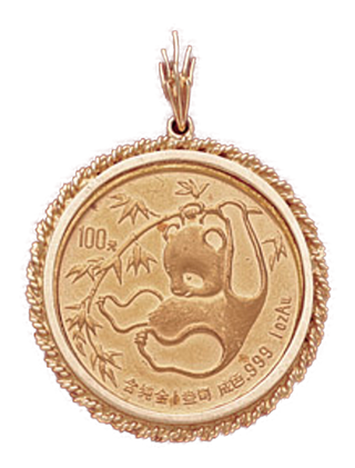 14K Gold SMALL ROPE FRAME Bezel Pendant 32.1 mm