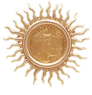 14K Gold SUNBURST SLIDE Pendant 22 mm