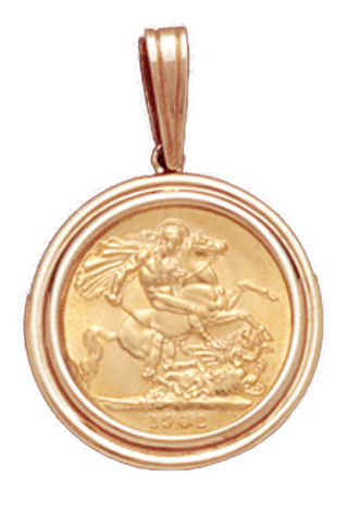 14K Gold DOUBLE RIM Bezel Pendant 22 mm