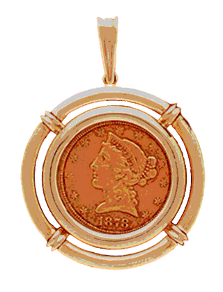14K Yellow Gold Bezel Pendant 22 mm