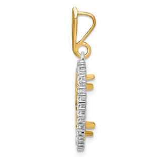 14k Two-tone Gold VS Diamond Circle 14mm Prong Coin Bezel Pendant 2006 - Fits 1/20 oz Maple Leaf and Other Coins