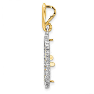 14k Two-tone Gold VS Diamond Circle 16mm Prong Coin Bezel Pendant 2006 - Fits 1/10 oz Maple Leaf, Maple Leaf, and Other Coins