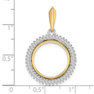 14k Two-tone Gold A Diamond Circle 16mm Prong Coin Bezel Pendant 2006 - Fits 1/10 oz Maple Leaf, Maple Leaf, and Other Coins