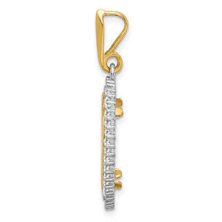 14k Two-tone Gold AAA Diamond Circle Prong 16.5mm Coin Bezel Pendant - Fits 1/10 oz American Eagle and 1/10 oz Krugerrand