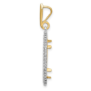 14k Two-tone Gold AAA Diamond Circle 17.8mm Prong Coin Bezel Pendant 2006 - Fits US $2.50 Liberty and Other Coins