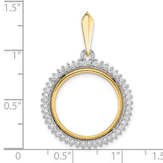 14k Two-tone Gold AA Diamond Circle 17.8mm Prong Coin Bezel Pendant 2006 - Fits US $2.50 Liberty and Other Coins