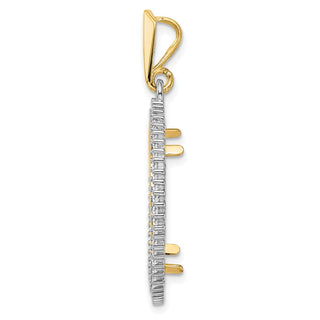 14k Two-tone Gold A Diamond Circle 21.6mm Prong Coin Bezel Pendant 2006 - Fits US $5 Bald Eagle and US $5 Congressional