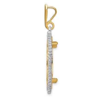 14k Two-tone Gold VS Diamond Circle 22mm Prong Coin Bezel Pendant 2006 - Fits 1/4 oz American Eagle and Other Coins