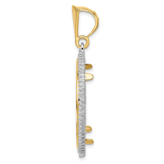 14k Two-tone Gold VS Diamond Circle 27mm Prong Coin Bezel Pendant 2006 - Fits 1/2 oz American Eagle, US $10 Liberty, and Other Coins