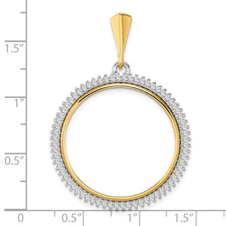 14k Two-tone Gold A Diamond Circle 27mm Prong Coin Bezel Pendant 2006 - Fits 1/2 oz American Eagle, US $10 Liberty, and Other Coins