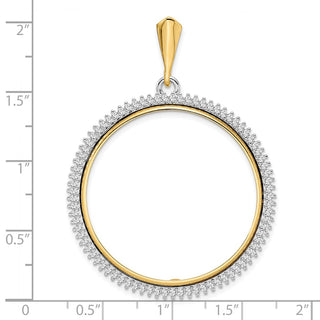 14k Two-tone Gold AA Diamond Circle 32.7mm Prong Coin Bezel Pendant 2006 - Fits 1 oz American Eagle, 1 oz Cat, and 1 oz Krugerrand