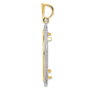 14k Two-tone Gold AAA Diamond Circle 34.2mm Prong Coin Bezel Pendant 2006 - Fits US $20 Liberty and US $20 St. Gaudens