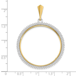 14k Two-tone Gold VS Diamond Circle 34.2mm Prong Coin Bezel Pendant 2006 - Fits US $20 Liberty and US $20 St. Gaudens