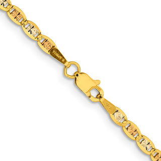 22" 14k Tri-color Gold 2.75mm Rose & White Rhodium-plating Pave Valentino Chain Necklace