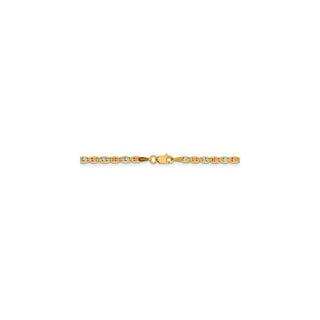 24" 14k Tri-color Gold 2.75mm Rose & White Rhodium-plating Pave Valentino Chain Necklace