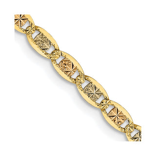 22" 14k Tri-color Gold 2.75mm Rose & White Rhodium-plating Pave Valentino Chain Necklace