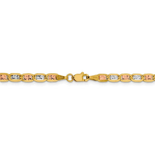 16" 14k Tri-color Gold 3.8mm Rose & White Rhodium-plating Pave Valentino Chain Necklace