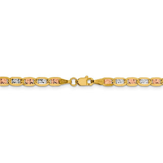 20" 14k Tri-color Gold 3.8mm Rose & White Rhodium-plating Pave Valentino Chain Necklace