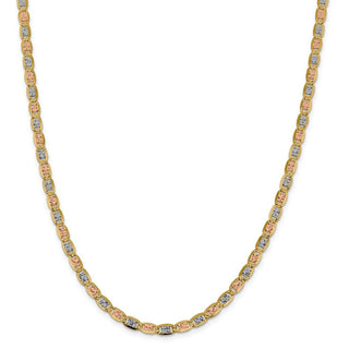22" 14k Tri-color Gold 4.65mm Rose & White Rhodium-plating Pave Valentino Chain Necklace
