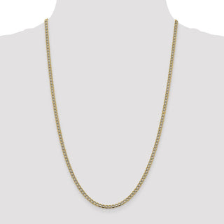 16" 14k Yellow Gold 3.4mm Semi-solid w/ Rhodium-plating Pave Curb Chain Necklace