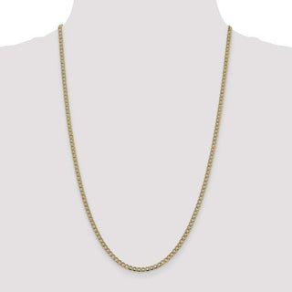 24" 14k Yellow Gold 3.4mm Semi-solid w/ Rhodium-plating Pave Curb Chain Necklace