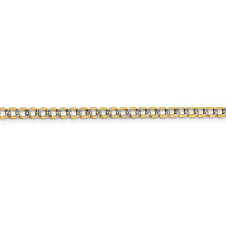 16" 14k Yellow Gold 3.4mm Semi-solid w/ Rhodium-plating Pave Curb Chain Necklace