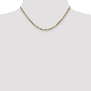 16" 14k Yellow Gold 3.4mm Semi-solid w/ Rhodium-plating Pave Curb Chain Necklace