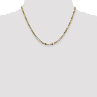 18" 14k Yellow Gold 3.4mm Semi-solid w/ Rhodium-plating Pave Curb Chain Necklace