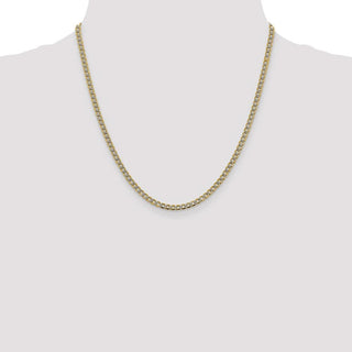 20" 14k Yellow Gold 3.4mm Semi-solid w/ Rhodium-plating Pave Curb Chain Necklace