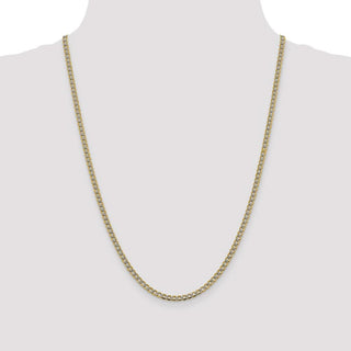 24" 14k Yellow Gold 3.4mm Semi-solid w/ Rhodium-plating Pave Curb Chain Necklace