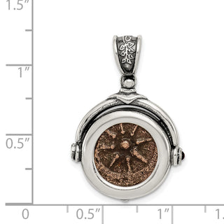 Sterling Silver & Bronze Antiqued Widows Mite Coin Pendant QAC100