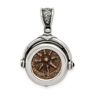 Sterling Silver & Bronze Antiqued Widows Mite Coin Pendant QAC100