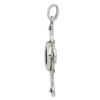 Sterling Silver & Bronze Antiqued Widows Mite Coin Cross Pendant