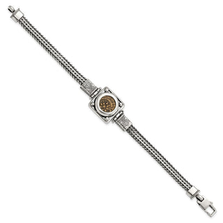 Sterling Silver & Bronze Antiqued Widows Mite Coin 7in Bracelet