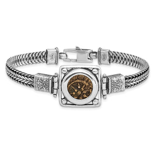 Sterling Silver & Bronze Antiqued Widows Mite Coin 7in Bracelet