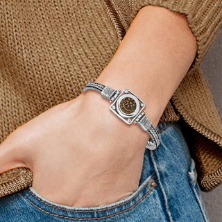 Sterling Silver & Bronze Antiqued Widows Mite Coin 7in Bracelet