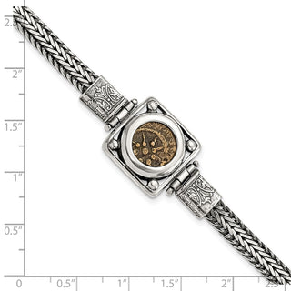 Sterling Silver & Bronze Antiqued Widows Mite Coin 7in Bracelet