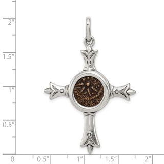 925 Sterling Silver Antiqued Widows Mite Coin Cross Pendant