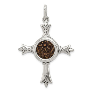 925 Sterling Silver Antiqued Widows Mite Coin Cross Pendant