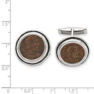 Sterling Silver Antiqued Roman Bronze Coin Cufflinks