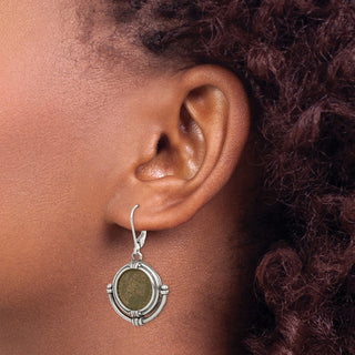 Sterling Silver Antiqued Roman Bronze Coin Leverback Earrings