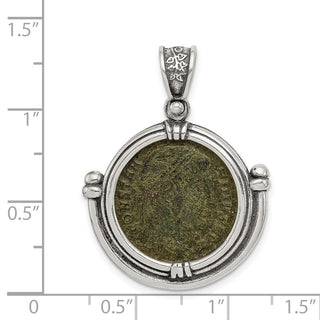 Sterling Silver and Bronze Antiqued Constantine l Coin Pendant with a Certificate of Authenticity