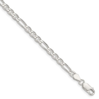 8" Sterling Silver 3.75mm Figaro Anchor Chain Bracelet