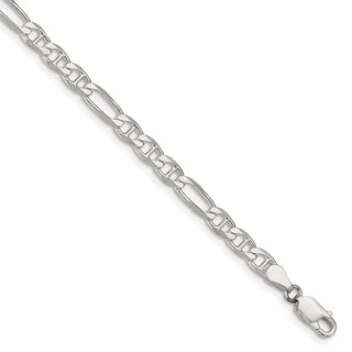 7" Sterling Silver 4.5mm Figaro Anchor Chain Bracelet