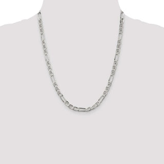 22" Sterling Silver 5.5mm Figaro Anchor Chain Necklace