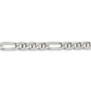 26" Sterling Silver 6.5mm Figaro Anchor Chain Necklace